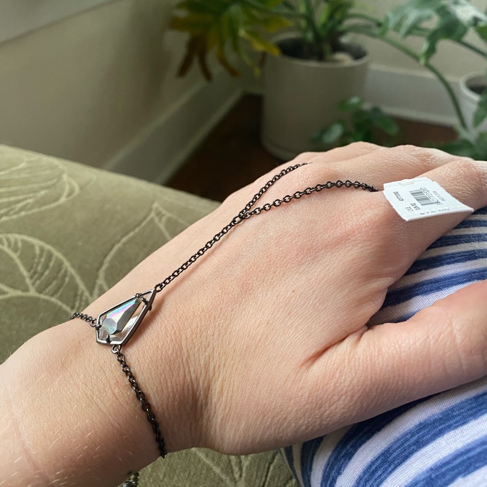 Kendra Scott Gunmetal Finger / Hand Chain Bracelet